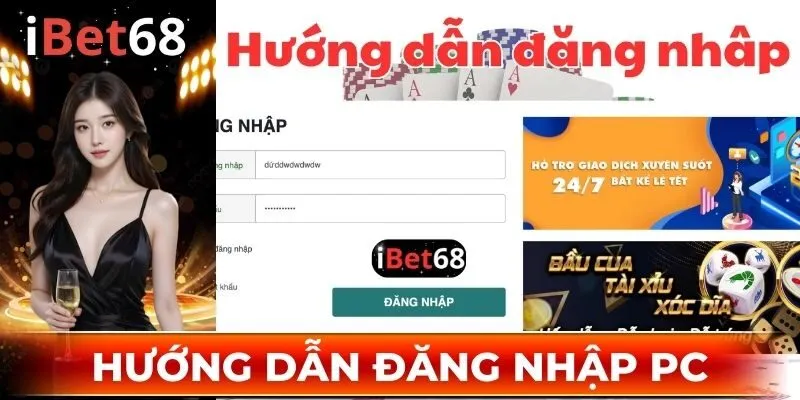Hướng dẫn đăng nhập trên máy tính tại IBET68